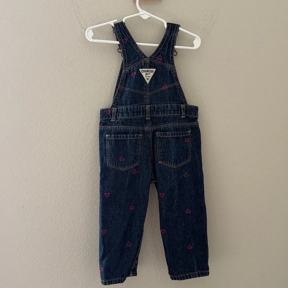 OshKosh B'gosh Kids Heart Denim Overalls -‎ Dark Blue 18 Months